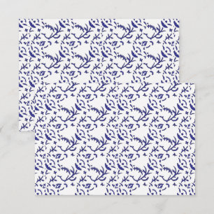 Blue and white wrapping paper featuring a graphic thank you card