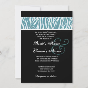 Blue and White Zebra Wedding Invitation