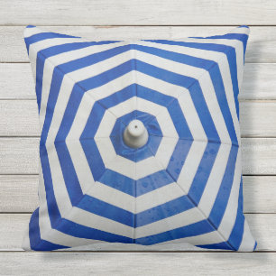 Blue and White Zigzag Pattern Outdoor Pillow