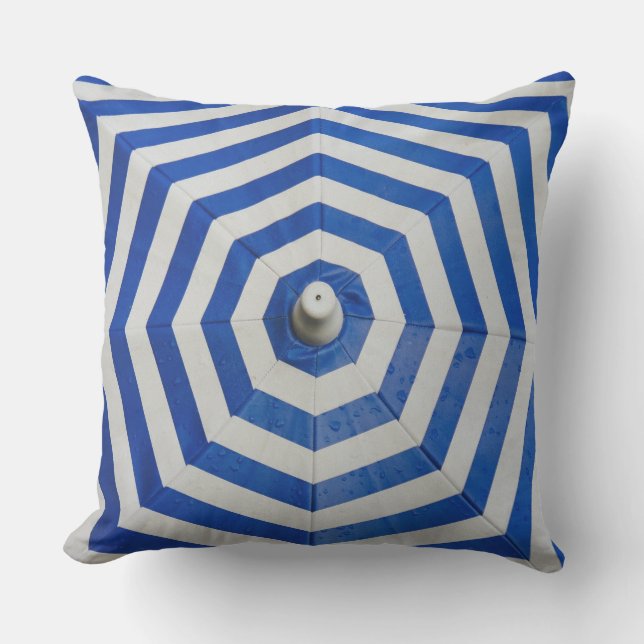 Blue and White Zigzag Pattern Outdoor Pillow (Front)