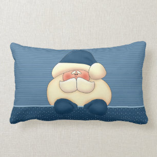 Blue and Winter White Santa Reversible Lumbar Pillow