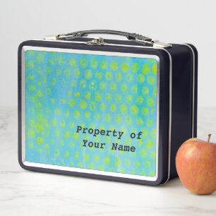 Blue and Yellow Abstract Design Metal Lunch Box