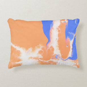 BLUE AND YELLOW ABSTRACT PAINTING ACCENT PILLOW