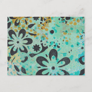 Blue and yellow abstract postcard