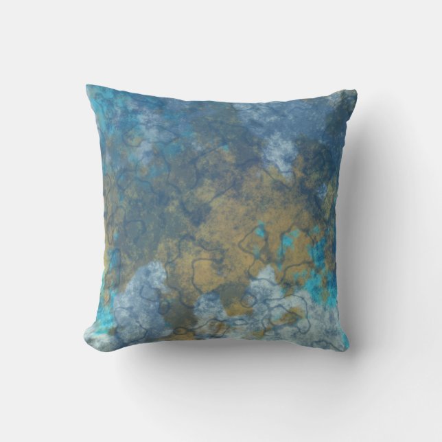 blue and yellow abstract throw pillow (Front)