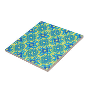 Blue and Yellow Abstract Tile