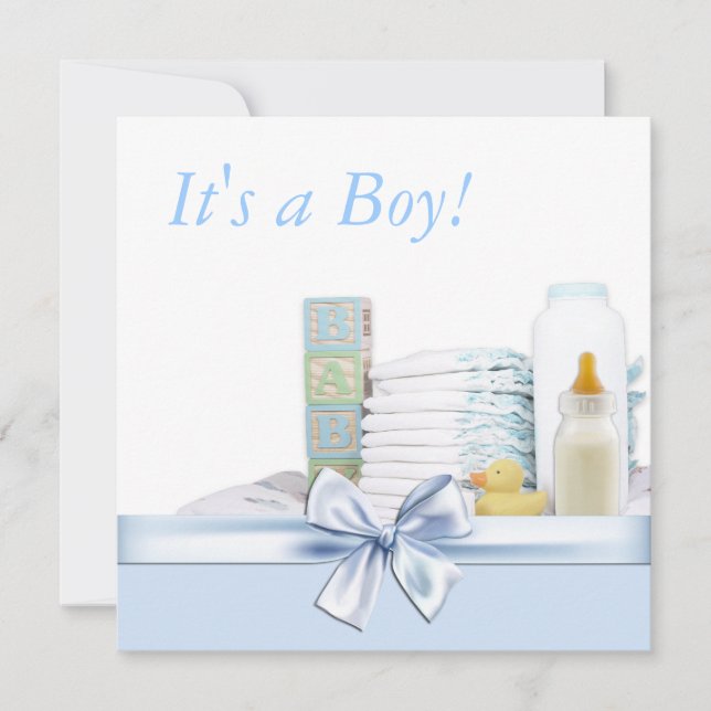 Blue and Yellow Baby Shower Invitation (Front)