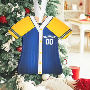 Blue and Yellow Baseball Jersey Ornament