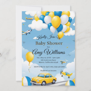 Blue and Yellow Boy Baby Shower Invitation
