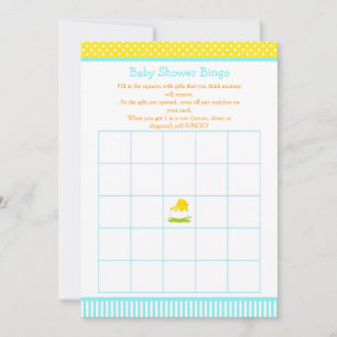 Blue and Yellow Boy Chick Baby Shower Bingo Invitation