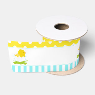 Blue and Yellow Boy Chick Satin Ribbon