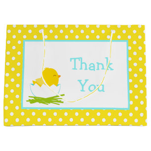 Blue and Yellow Boy Chick Thank You Large Gift Bag