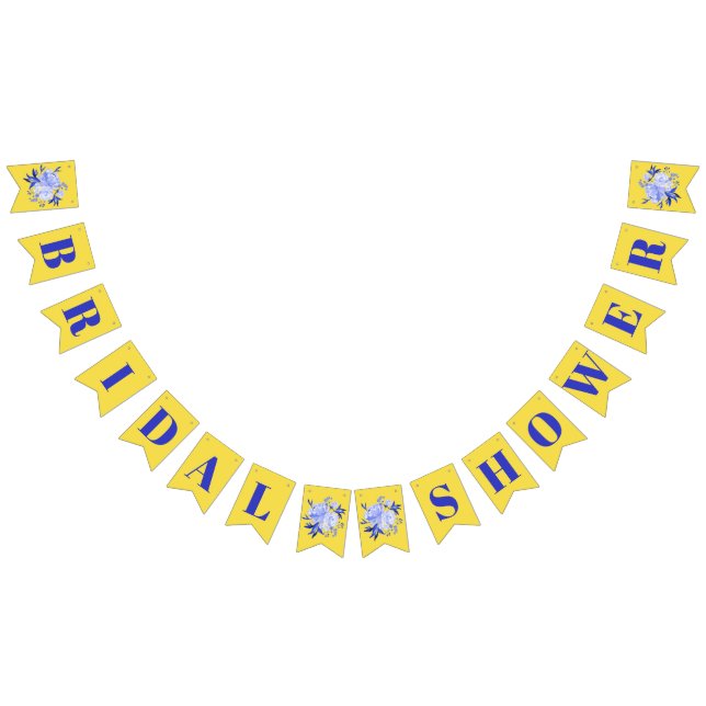 Blue and Yellow Bridal Shower Bunting Flags (All)