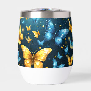 Blue And Yellow Butterflies Flying,