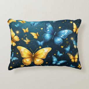 Blue And Yellow Butterflies Flying, Accent Pillow