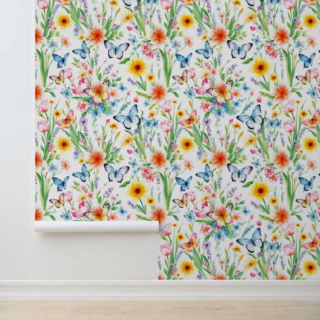 Blue and Yellow Butterflies in the Meadow Wallpaper (Application)