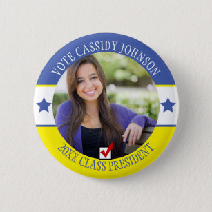 Blue and Yellow Campaign Student Body Vote 2 Inch Round Button
