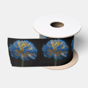 Blue And Yellow Carnation Flower, Satin Ribbon