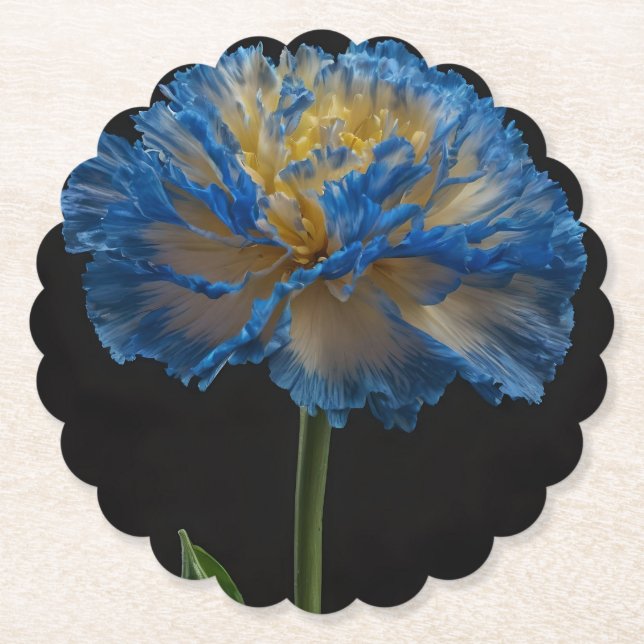 Blue And Yellow Carnation,  Paper Coaster (Front)