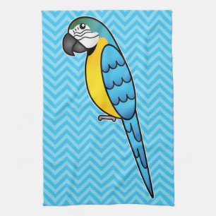 Blue And Yellow Cartoon Macaw Parrot Bird Kitchen Towel