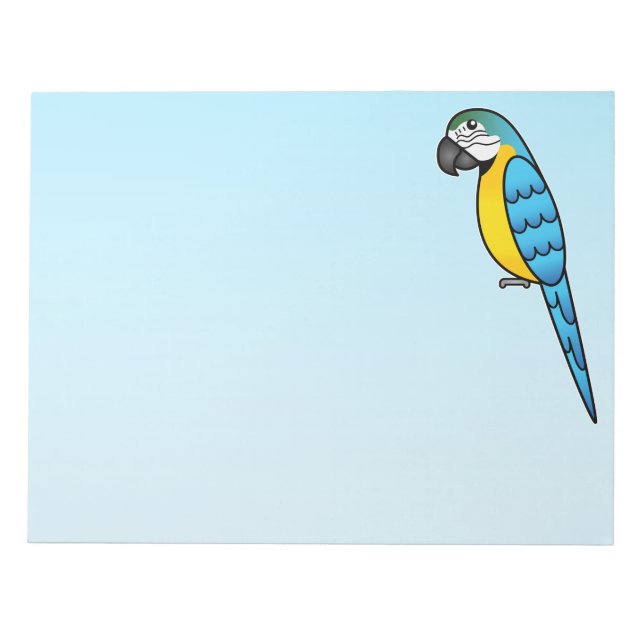 Blue And Yellow Cartoon Macaw Parrot Bird Notepad (Front)