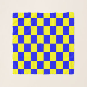 Blue and Yellow Checkered Pattern Scarf