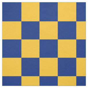 Blue and yellow  chequerboard pattern fabric