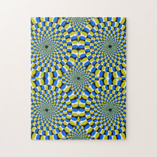 Blue and Yellow Circles Optical Illusion - hard Jigsaw Puzzle