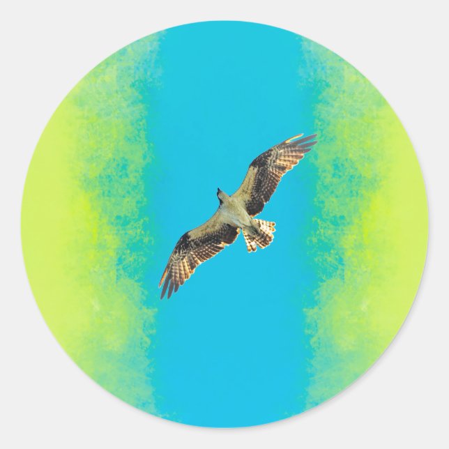 Blue and yellow classic round sticker (Front)