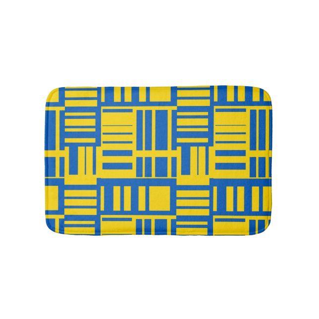 Blue And Yellow Colour Line Design Pattern Bath Mat (Front)
