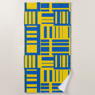 Blue And Yellow Colour Line Design Pattern Beach Towel