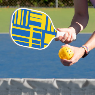 Blue And Yellow Colour Line Design Pattern Pickleball Paddle