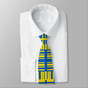 Blue And Yellow Colour Line Design Pattern Tie