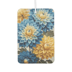 Blue and yellow dahlias air freshener