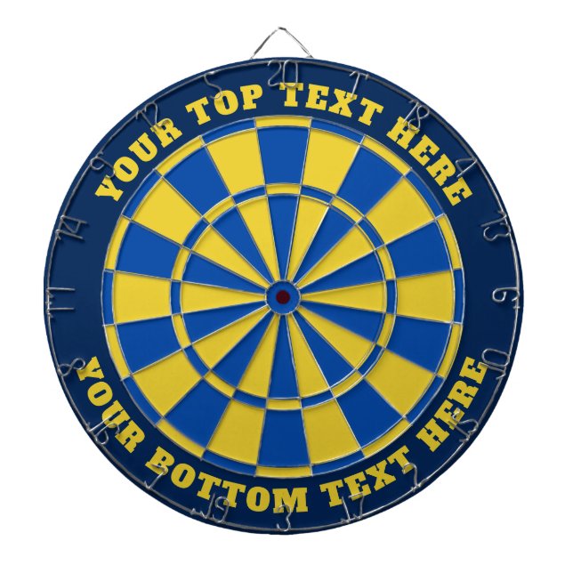Blue and Yellow Dartboard with Custom Text (Front)
