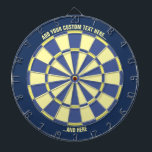 Blue and Yellow Dartboard with Custom Text<br><div class="desc">Blue and yellow dart board with two custom text areas. Choose "customize more" option if you want to change colours.</div>