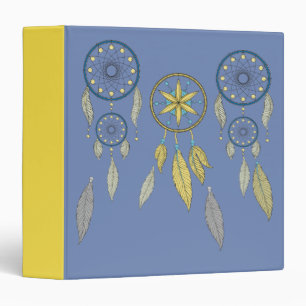 Blue and Yellow Dream Catchers Binder