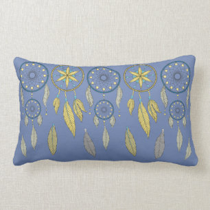 Blue and Yellow Dream Catchers Lumbar Pillow