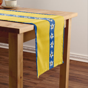 Blue and Yellow Edelweiss Floral Short Table Runner