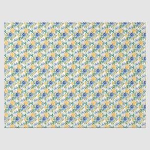 Blue and Yellow Floral Tissue Paper