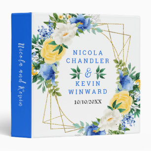 Blue and Yellow Floral Wedding Photo Album Binder