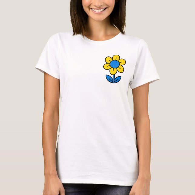 Blue and yellow flower in Ukrainian style T-Shirt (Front)