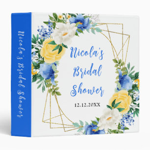 Blue and Yellow Flowers Bridal Shower Photo Album Binder