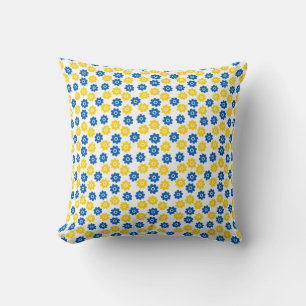 Blue and Yellow Flowers Throw Pillow