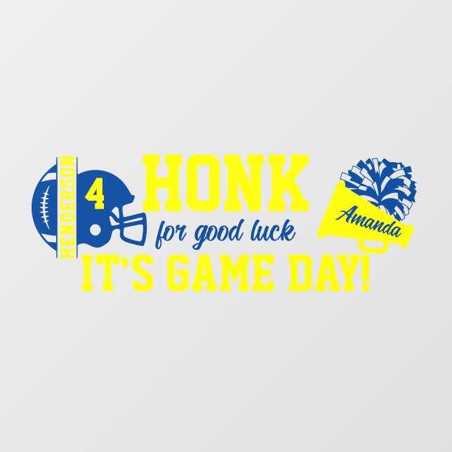 Blue and Yellow Football and Cheer Window Cling (Sheet)