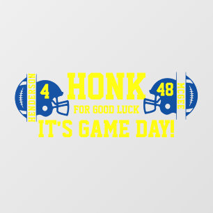 Blue and Yellow Football Game Day Back Window Cling
