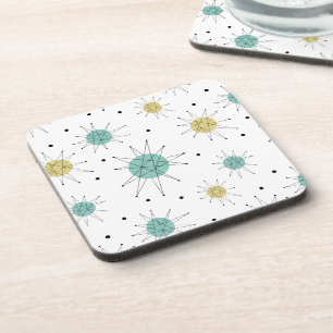 Blue and Yellow Franciscan Starburst Mid Century Coaster