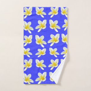 Blue And Yellow Frangipani Pattern, Hand Towel