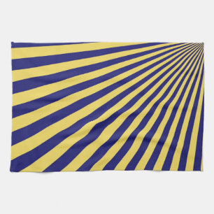 Blue and Yellow Funky Striped Abstract Art Kitchen Towel