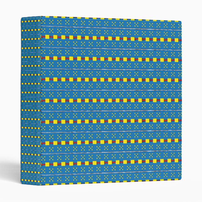 Blue and Yellow Geometric Ethnic Folk art pattern Binder (Front/Spine)